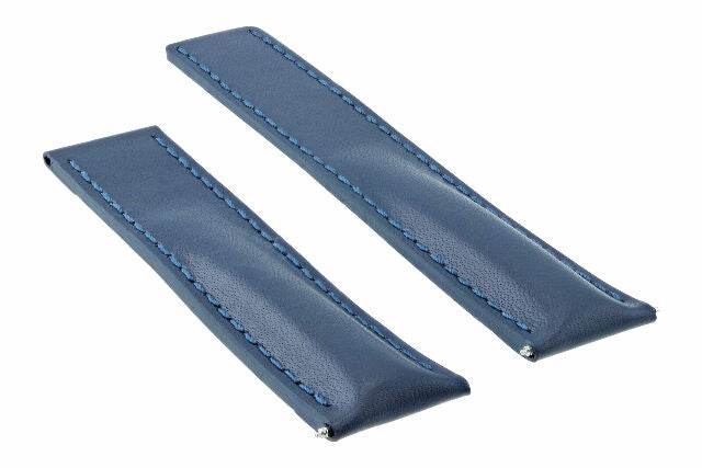 22MM LEATHER STRAP BAND FOR BREITLING NAVITIMER COLT PILOT CHRONOMAT BENTLY BLUE