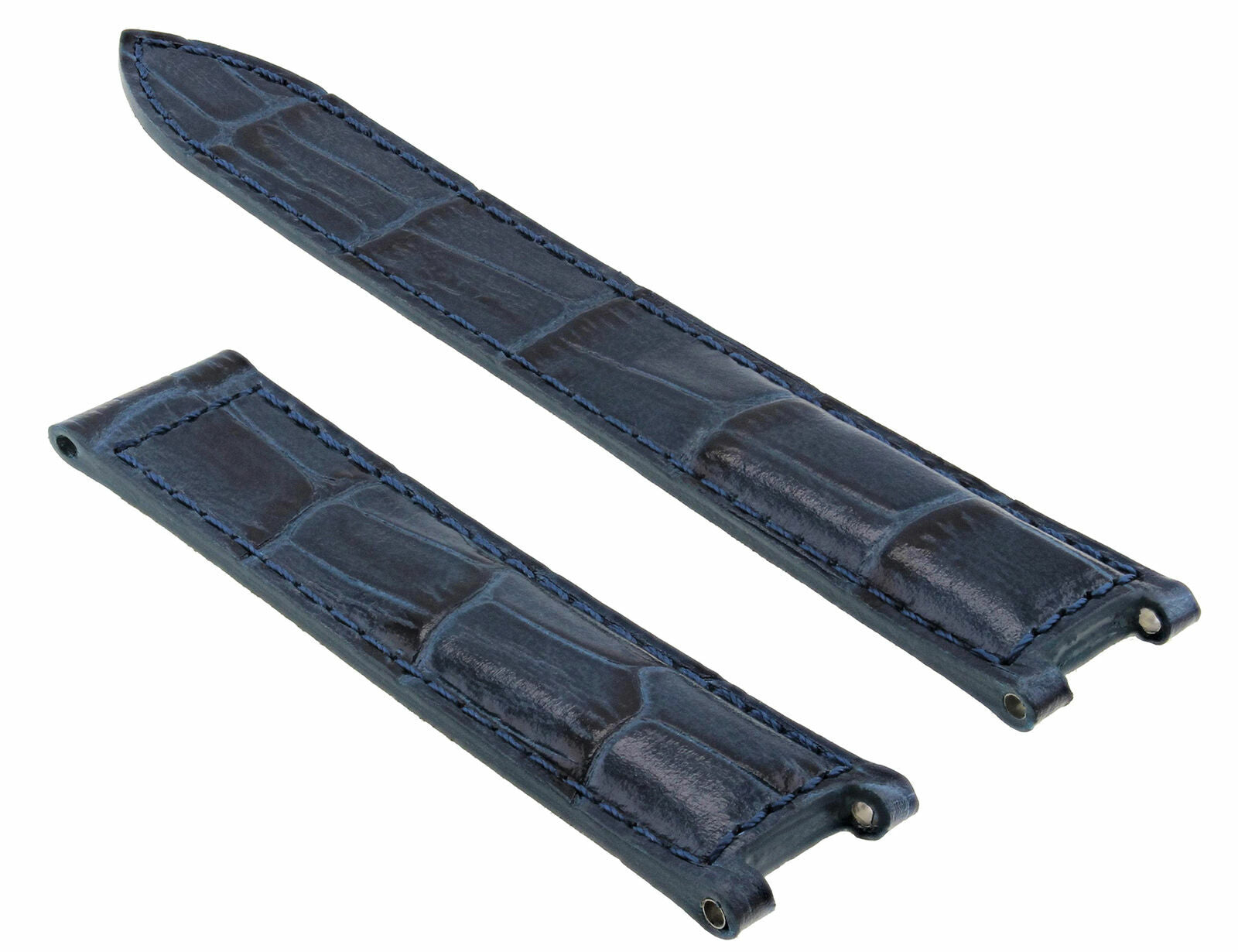 18MM LEATHER WATCH BAND STRAP FOR FIT 35MM CARTIER PASHA  DEPLOYMENT CLASP BLUE