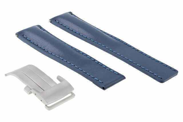 22MM LEATHER STRAP SMOOTH BAND FOR BREITLING CHRONO 41 A17366D71O1S1 BENTLEY BLU