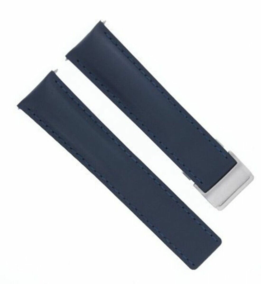 22MM LEATHER STRAP SMOOTH BAND FOR BREITLING PILOT DEPLOYMENT CLASP BRUSH BLUE