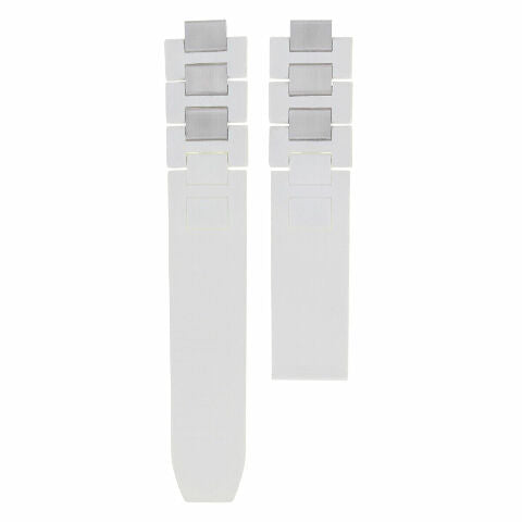 20MM RUBBER STEEL WATCH BAND FOR CARTIER MUST 21 CHRONOSCAPH  AUTOSCAPH WHITE