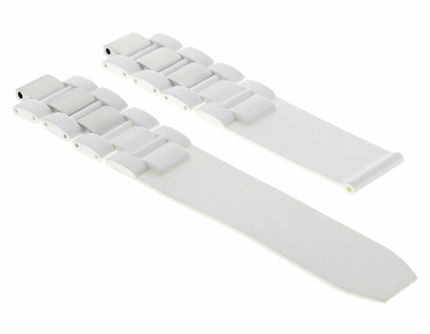 20MM RUBBER STEEL WATCH BAND FOR CARTIER MUST 21 CHRONOSCAPH  AUTOSCAPH WHITE