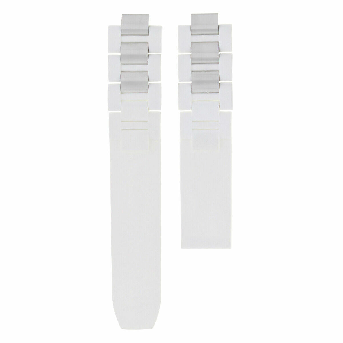 20MM RUBBER STEEL WATCH BAND FOR CARTIER MUST 21 CHRONOSCAPH  AUTOSCAPH WHITE