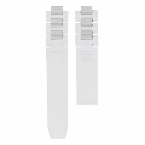 20MM RUBBER STEEL WATCH BAND FOR CARTIER MUST 21 CHRONOSCAPH  AUTOSCAPH WHITE