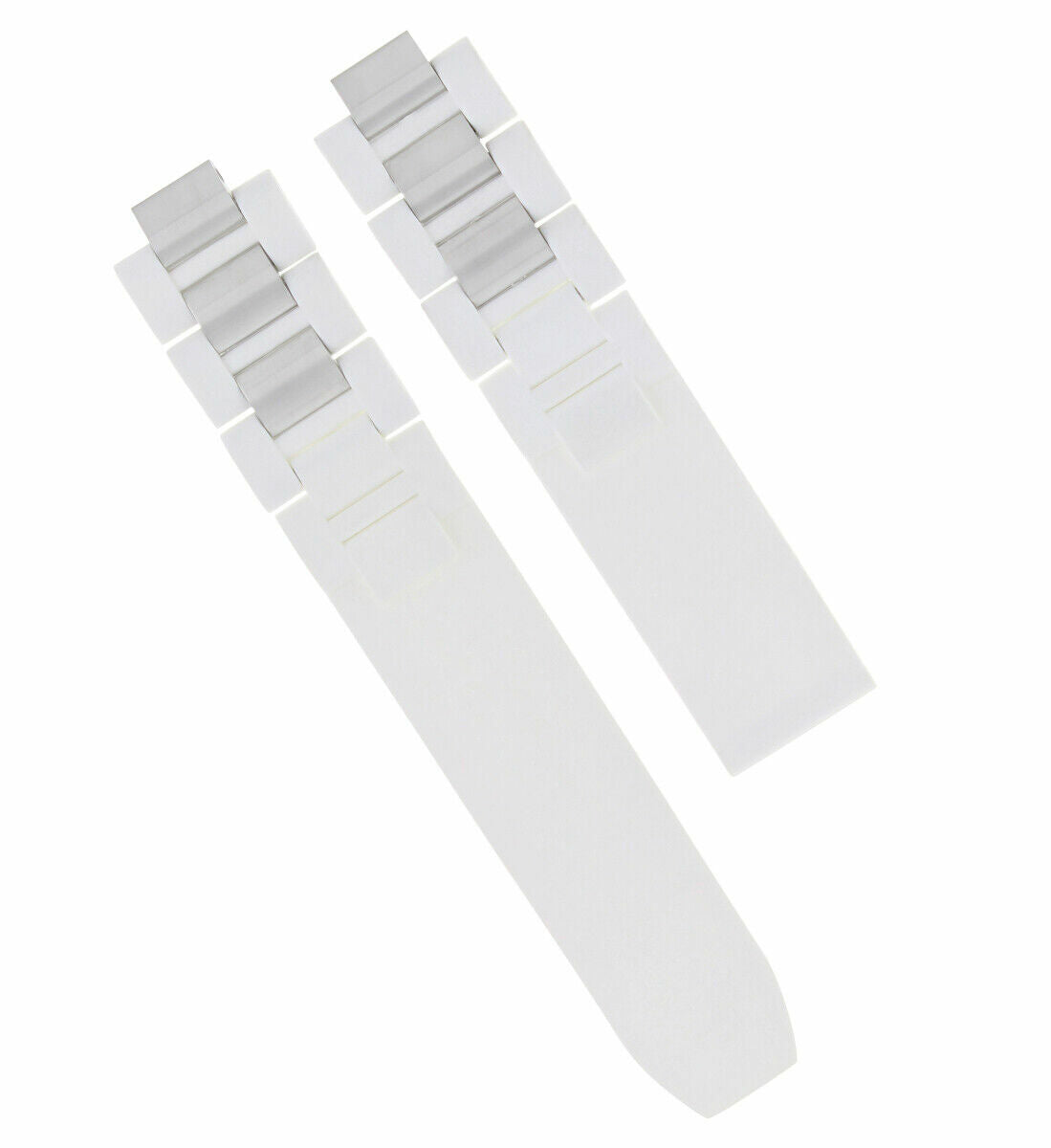 20MM RUBBER STEEL WATCH BAND FOR CARTIER MUST 21 CHRONOSCAPH  AUTOSCAPH WHITE