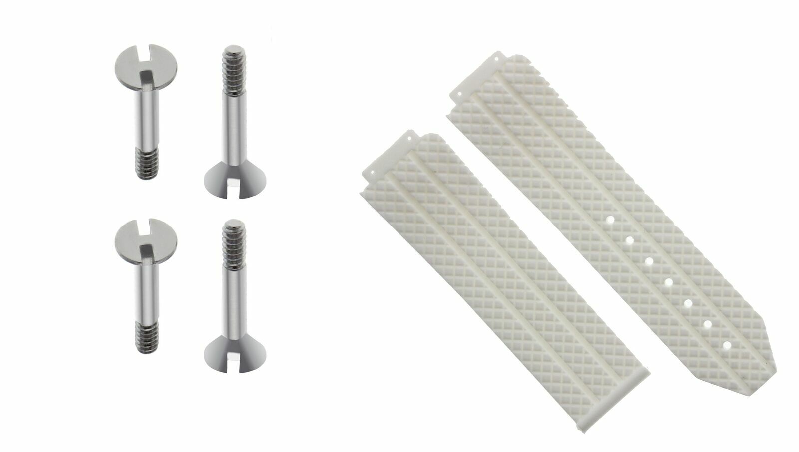 24MM RUBBER BAND STRAP CLASP FOR HUBLOT 44-45MM H BIG BANG WATCH + 4 SCREW WHITE