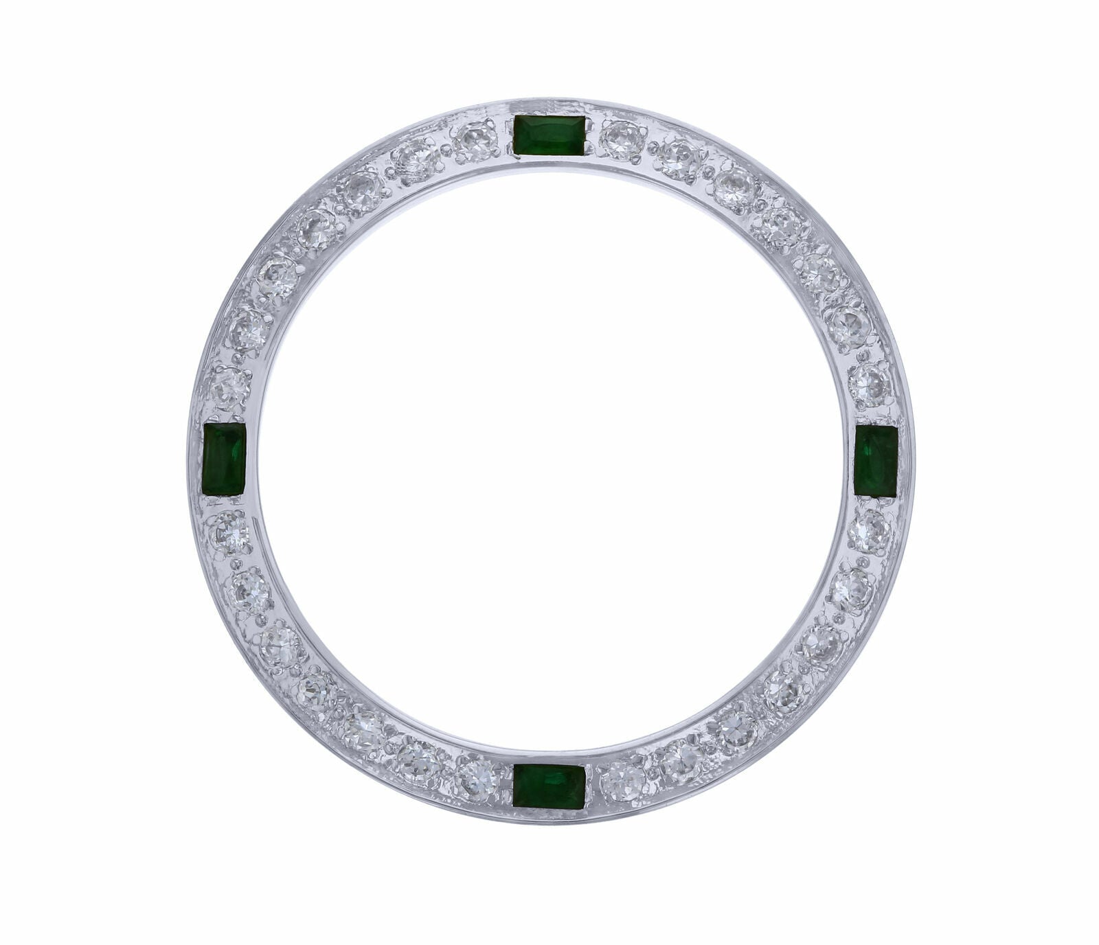 CREATED DIAMOND EMERALD BEZEL FOR 26MM ROLEX DATE , DATEJUST WATCH LADY WHITE