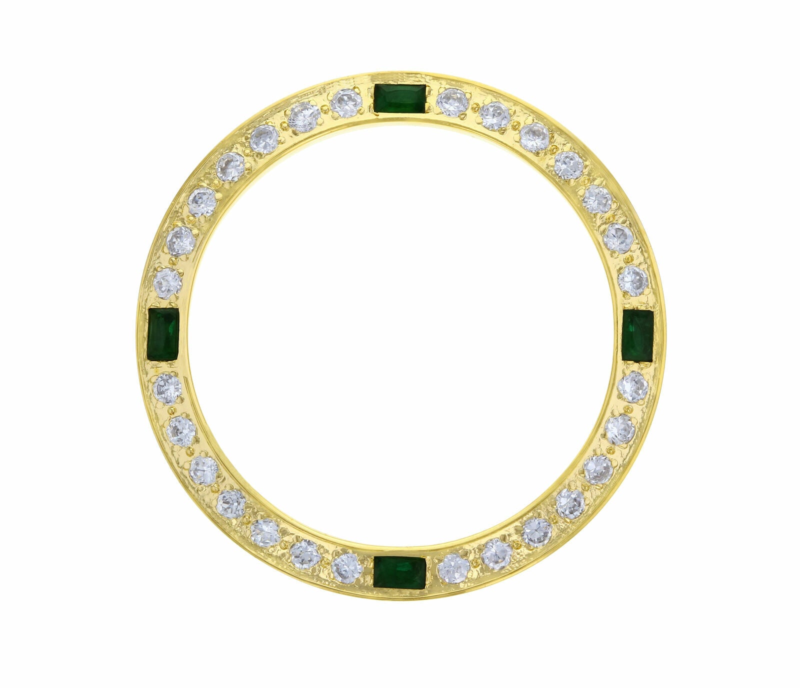 CREATED DIAMOND EMERALD BEZEL FOR 26MM ROLEX DATEJUST 6519 6917 6917 LADY GOLD