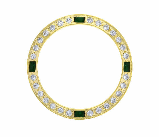 CREATED DIAMOND EMERALD BEZEL FOR 26MM ROLEX DATEJUST 6519 6917 6917 LADY GOLD