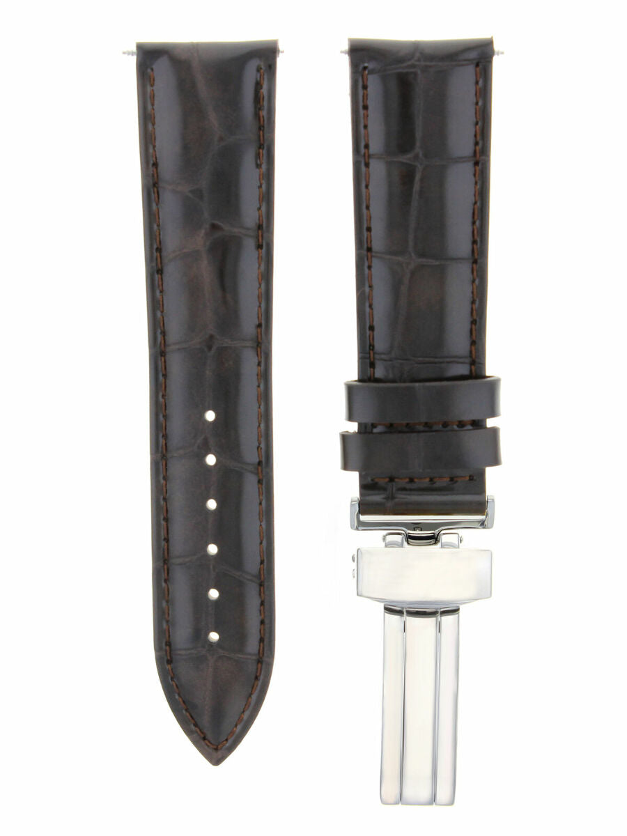 23MM LEATHER WATCH BAND STRAP DEPLOYMENT CLASP BUCKLE FOR CERTINA DARK BROWN