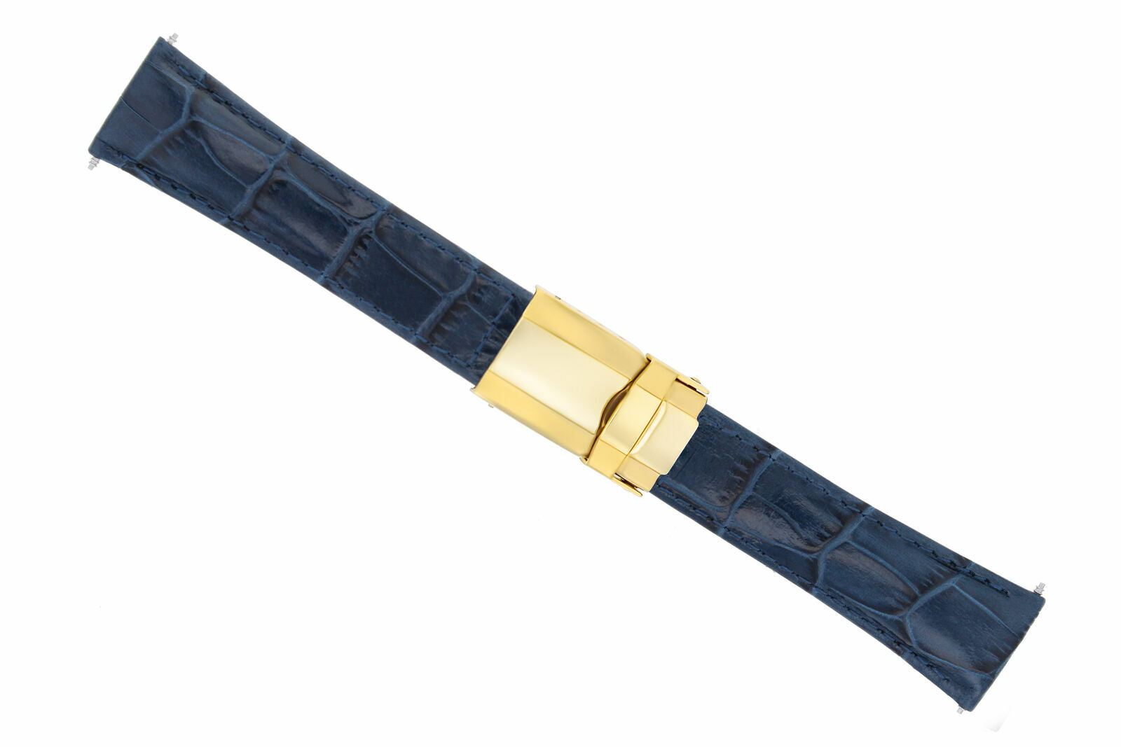 LEATHER STRAP FOR ROLEX DAYTONA 16520 116518 116519 116520 SHORT GOLD CLASP BLUE