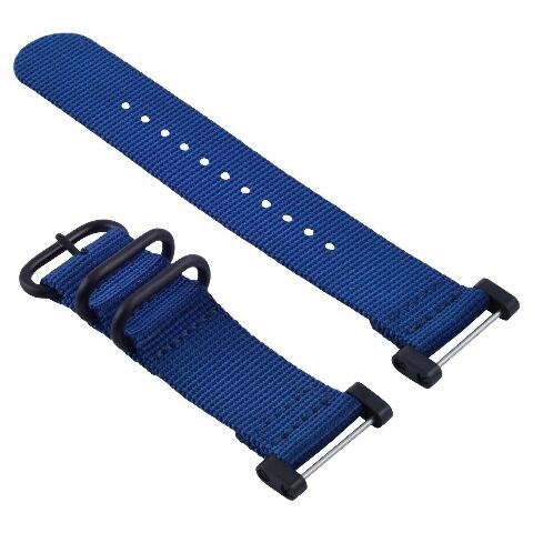 FOR SUUNTO CORE NYLON STRAP DIVER WATCH BAND LUG ADAPTER SET 3 RINGS PVD BLUE