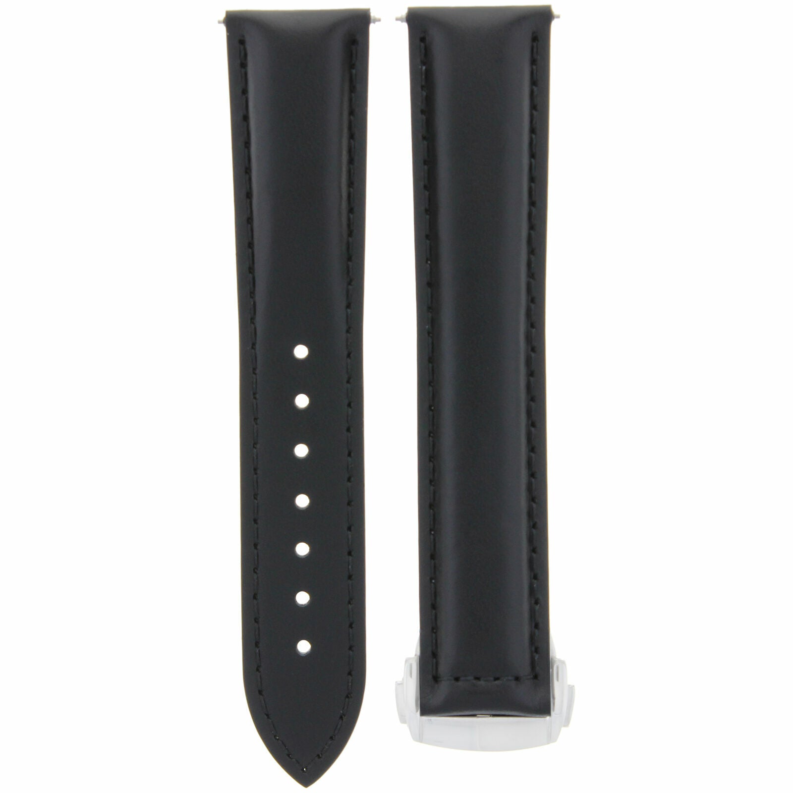 22MM LEATHER BAND WATCH STRAP FOR ORIS ARTIX SPORT WATCH DEPLOYMENT CLASP BLACK