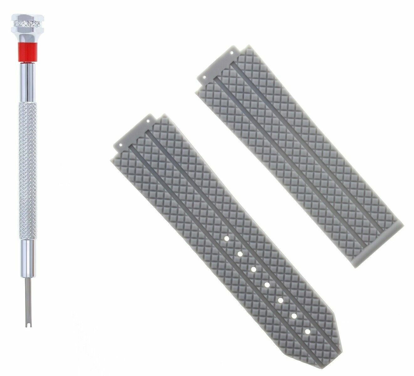 24MM WATCH BAND STRAP FOR H HUBLOT BIG BANG 44-45MM + SCREWDRIVER GRAY TOP QLTY