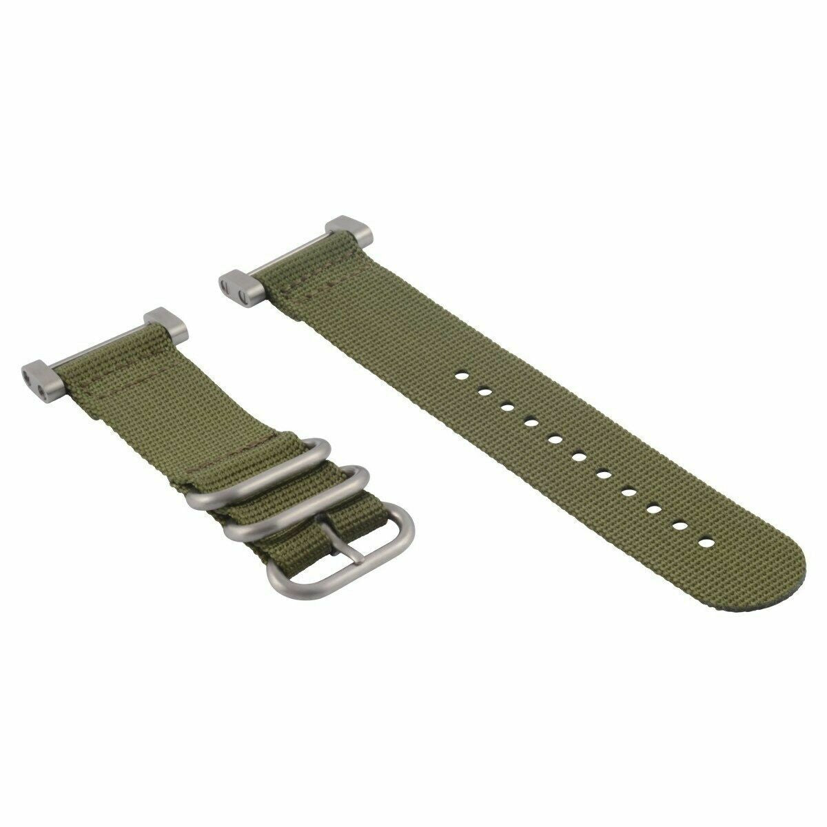 SUUNTO CORE NYLON DIVER WATCH BAND LUGS ADAPTER SET MILITARY GREEN 3 STEEL RINGS