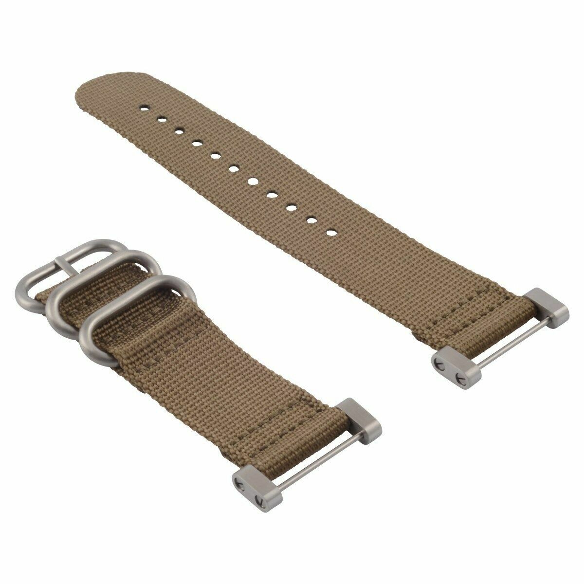 NEW SUUNTO CORE NYLON DIVER WATCH BAND LUGS ADAPTER SET SAND 3 STEEL RINGS