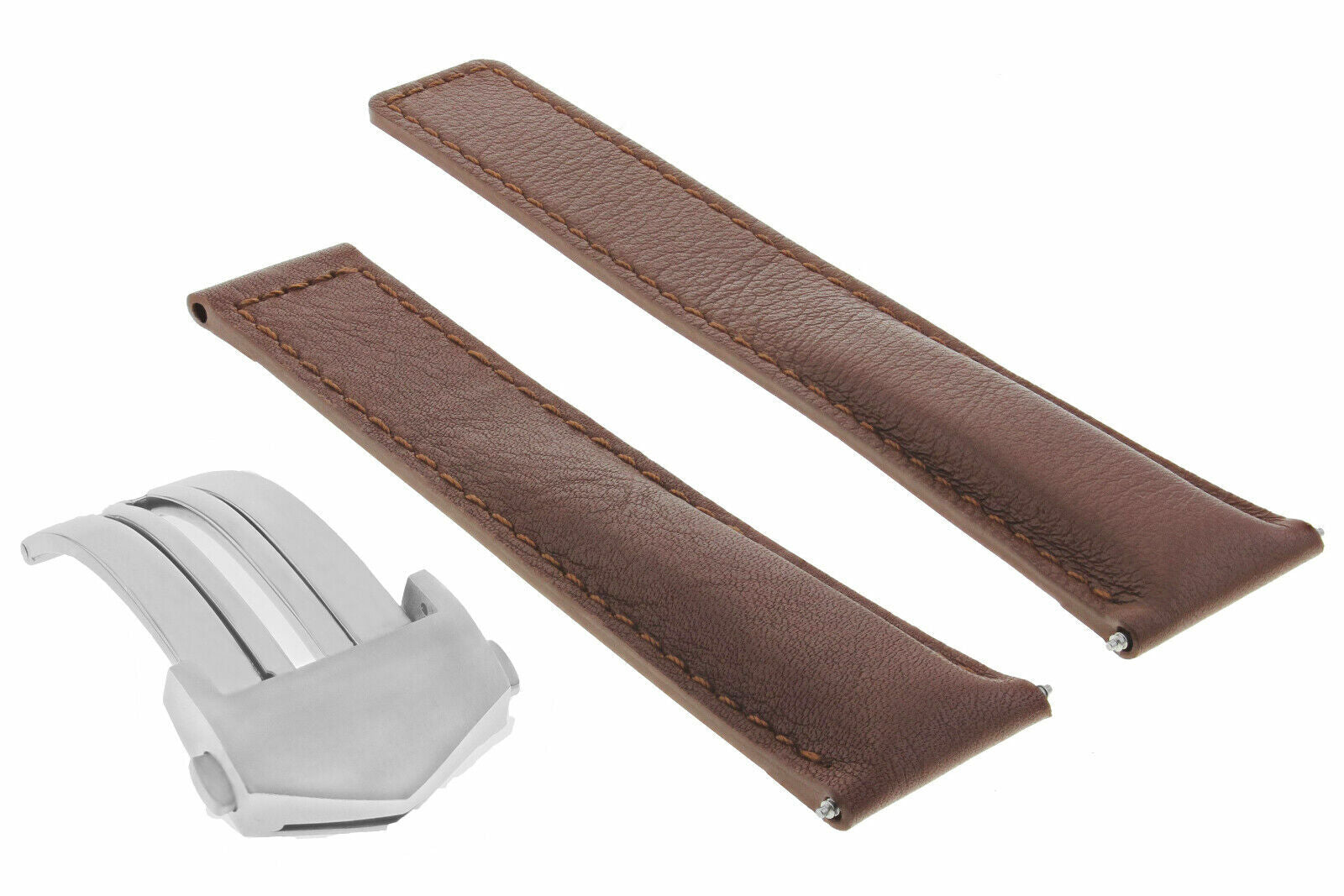 19MM LEATHER WATCH STRAP BAND FOR TAG HEUER CARRERA TWIN TIME 7 + CLASP L/BROWN