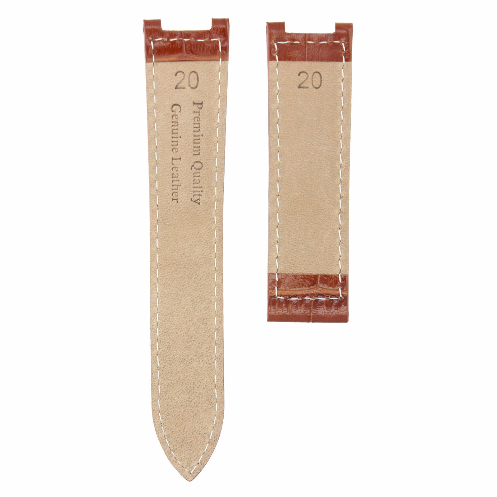 20MM LEATHER STRAP WATCH BAND CLASP FOR 38MM CARTIER PASHA WATCH 1032 2113 TAN