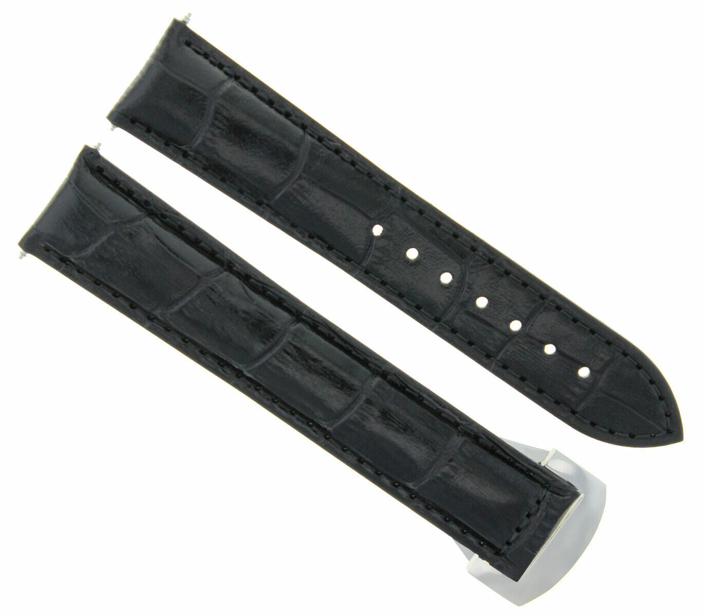 20MM LEATHER STRAP WATCH BAND BUCKLE CLASP FOR 41MM OMEGA SEAMASTER PLANET BLACK