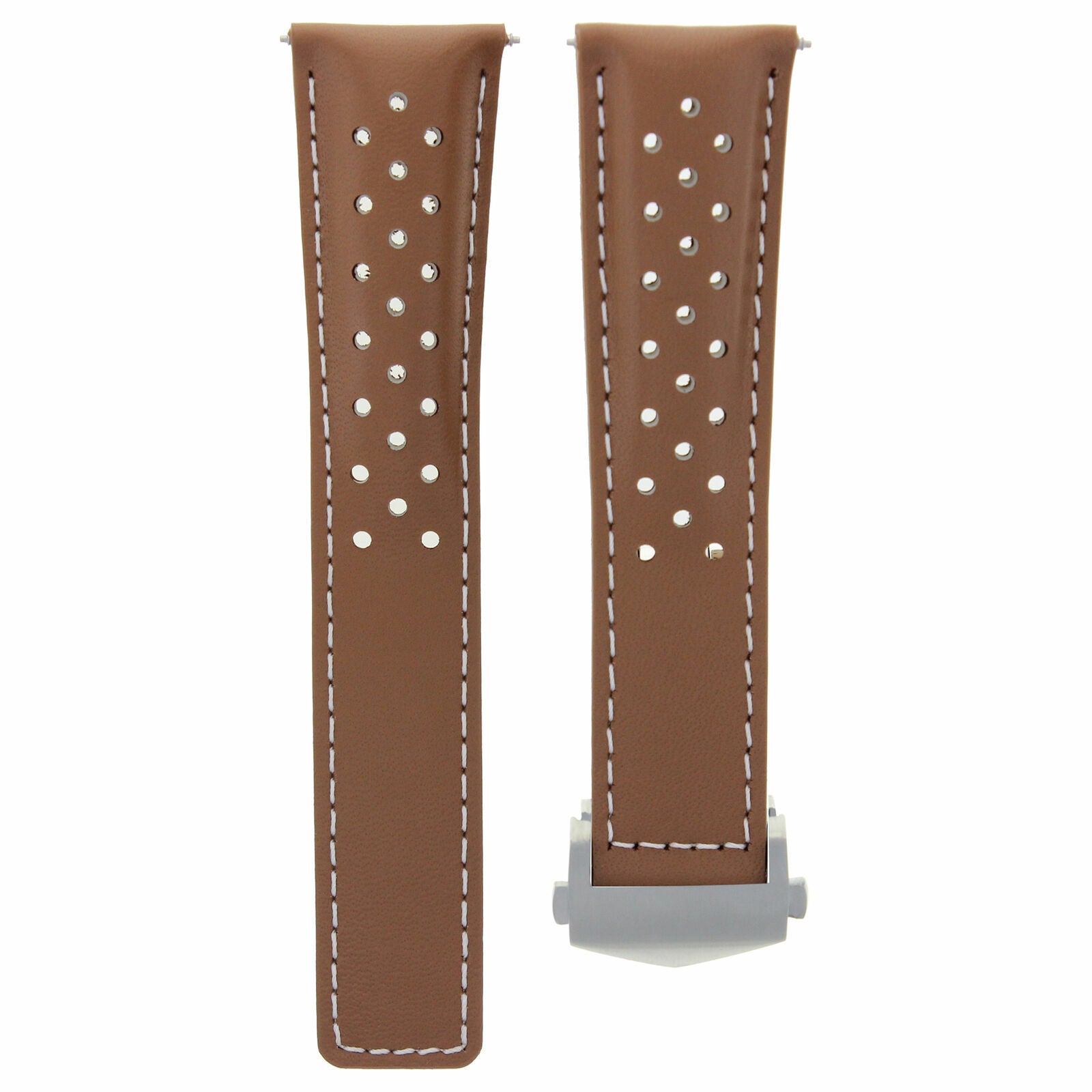 19MM LEATHER BAND STRAP FOR TAG HEUER CARRERA CV2110 WATCH L/BROWN WS PERFORAT