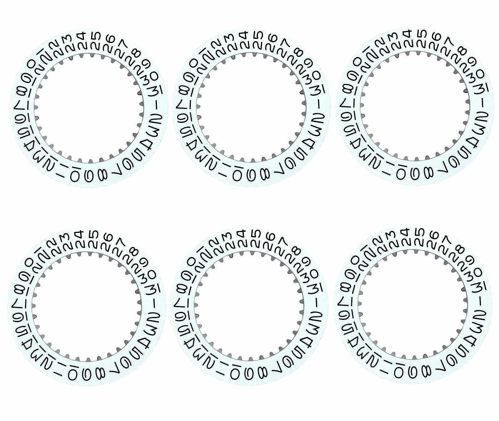 6 CALENDAR DATE DISC FOR ROLEX DATE SUBMARINER, GMT, AIR KING 1530/1570 WHITE
