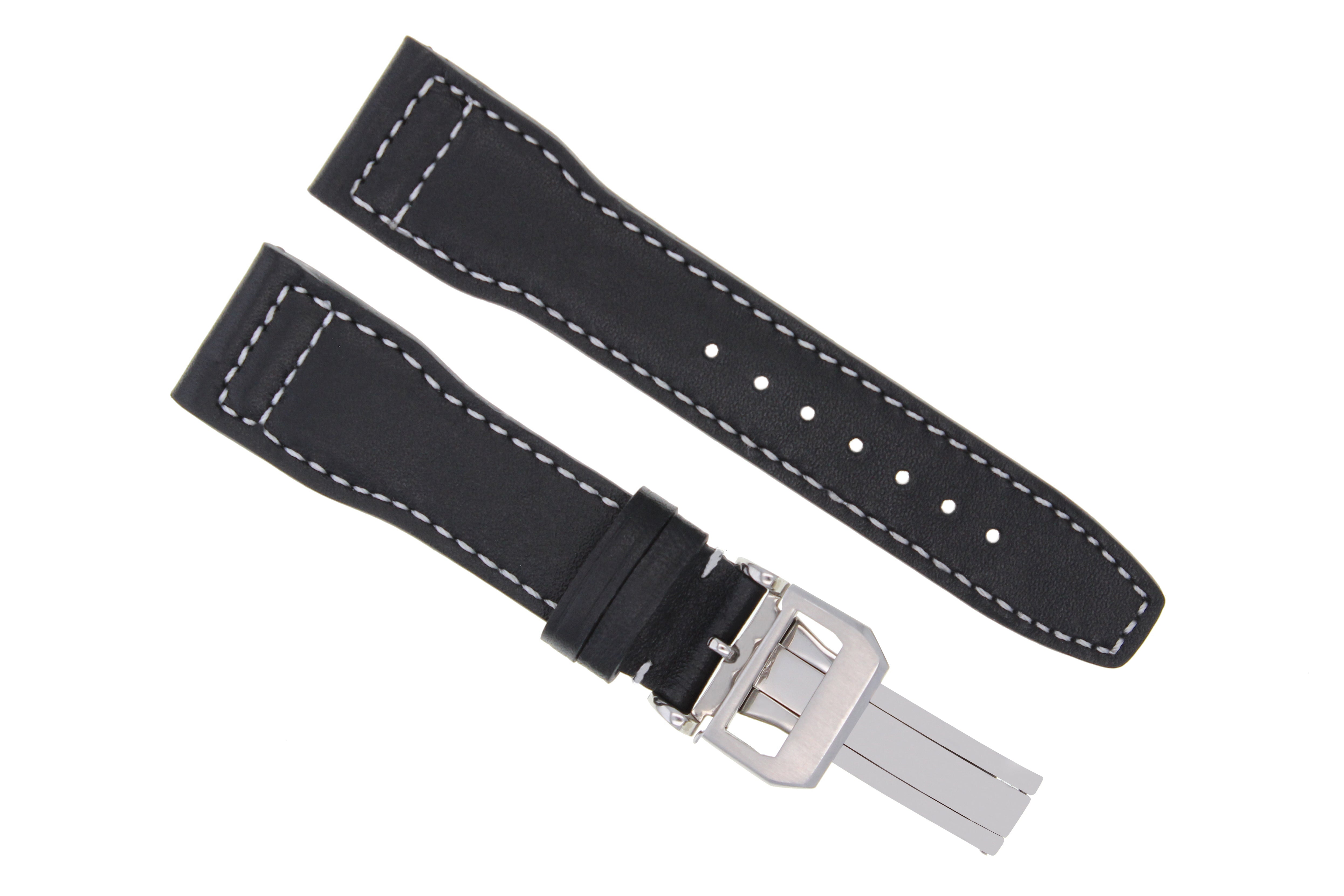 23MM LEATHER WATCH STRAP BAND FOR IWC PORTUGUESE PILOT AQUATIMER CLASP BLACK WS