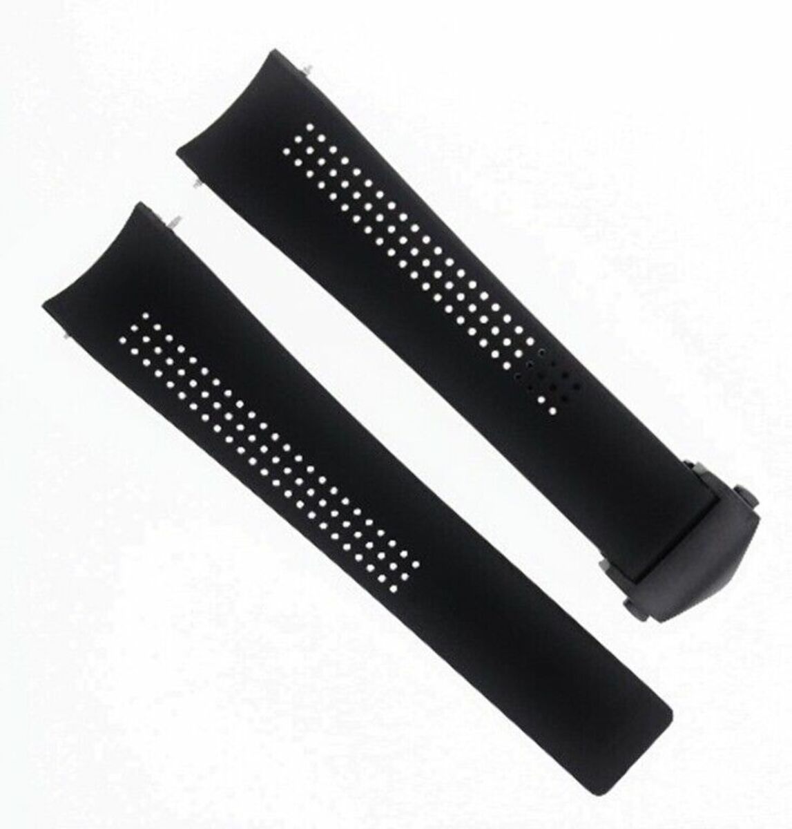 20MM RUBBER STRAP BAND FOR  42MM TAG HEUER AQUARACER CALIBRE 5 BLACK CLASP PVD