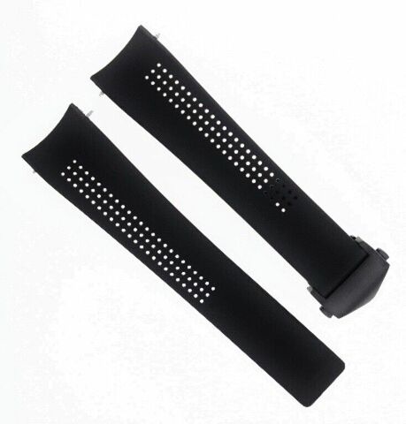 20MM RUBBER STRAP BAND FOR  42MM TAG HEUER AQUARACER CALIBRE 5 BLACK CLASP PVD