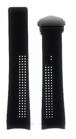 20MM RUBBER STRAP BAND FOR  42MM TAG HEUER AQUARACER CALIBRE 5 BLACK CLASP PVD