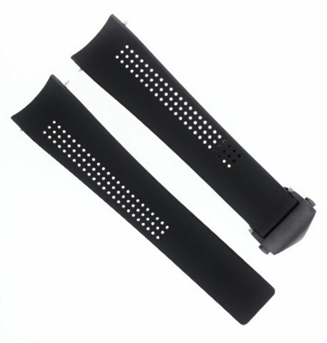 20MM RUBBER STRAP BAND FOR  42MM TAG HEUER AQUARACER CALIBRE 5 BLACK CLASP PVD