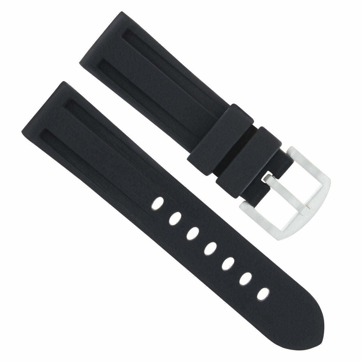 24MM WATCH BAND RUBBER SILICONE STRAP FOR TUDOR FASTRIDER BLACK SHEILD BLACK