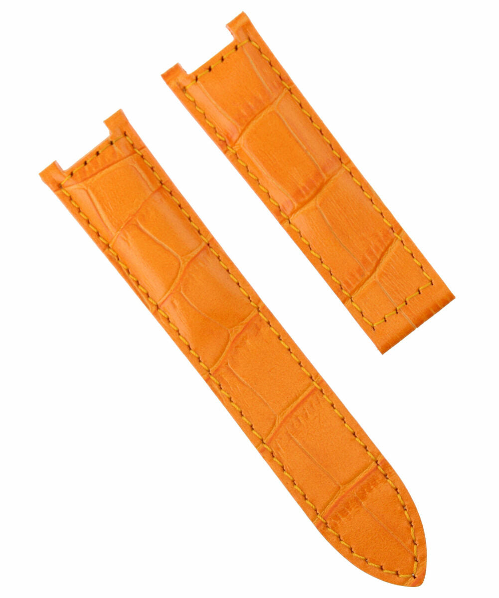 LEATHER WATCH STRAP BAND FOR 42MM CARTIER PASHA 2727,2790,2863 ,2995 21MM ORANGE