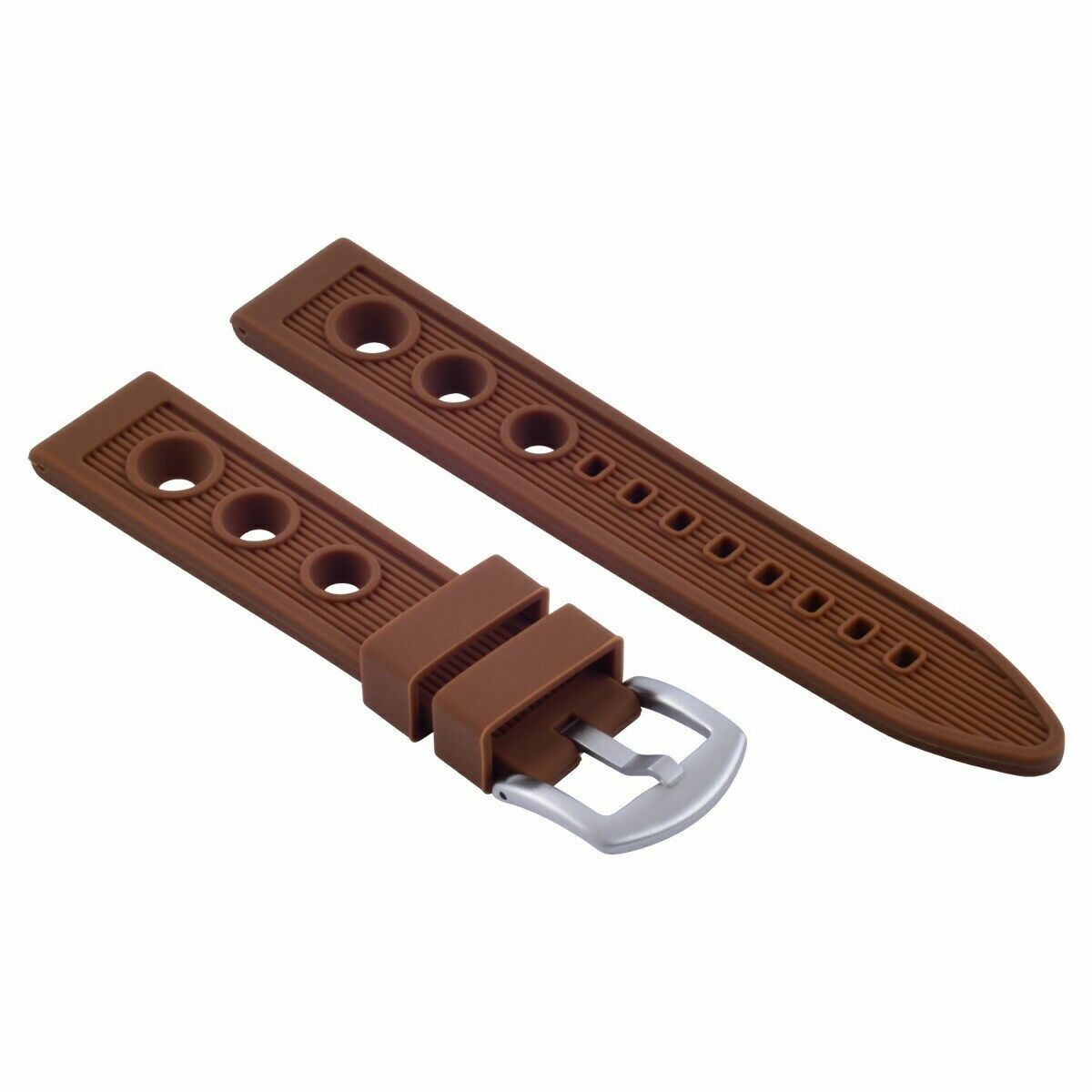 22MM RUBBER RACING DIVER BAND STRAP FOR CITIZEN ECO-DRIVE PRIMO WATCH BROWN