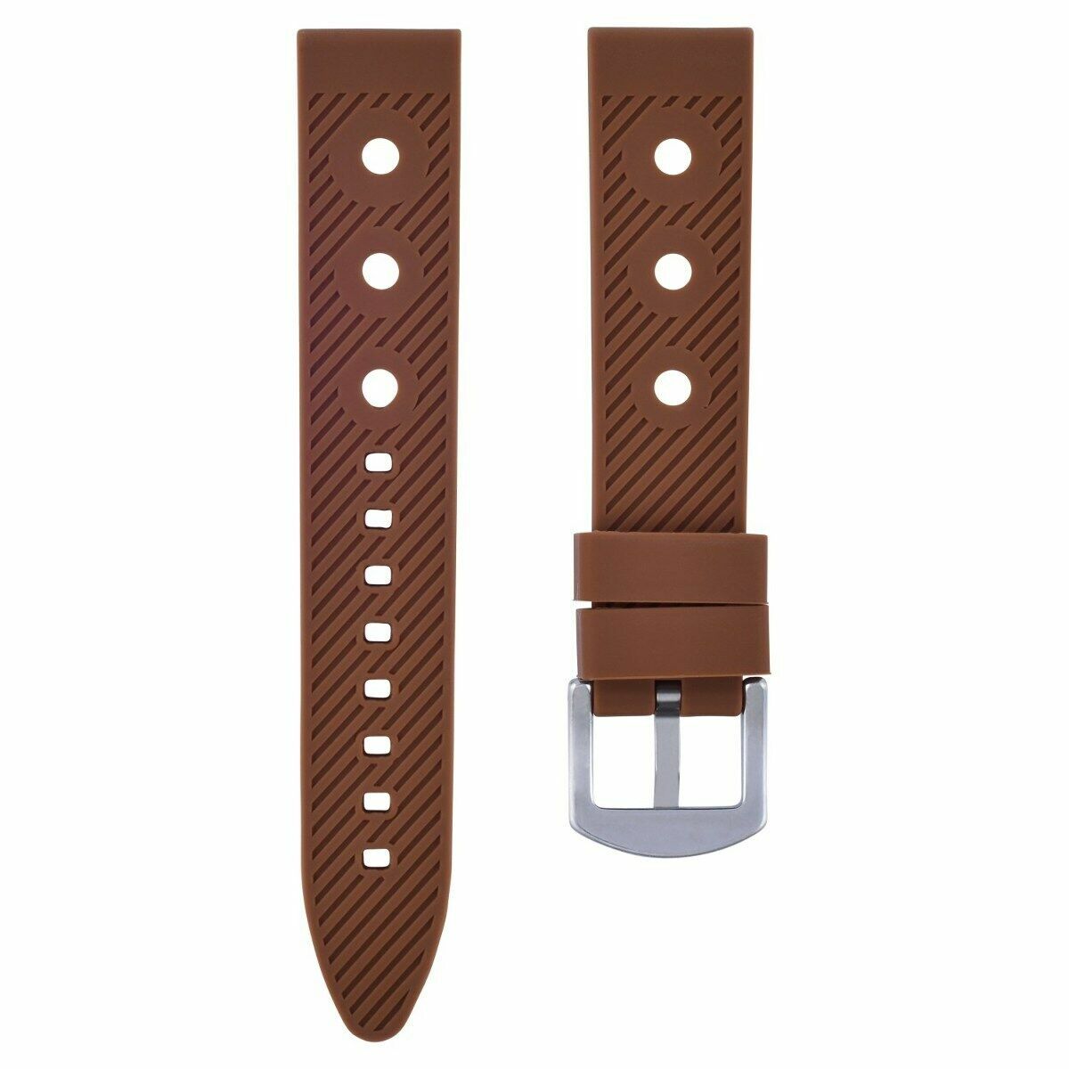 22MM RUBBER RACING DIVER BAND STRAP FOR CITIZEN ECO-DRIVE PRIMO WATCH BROWN