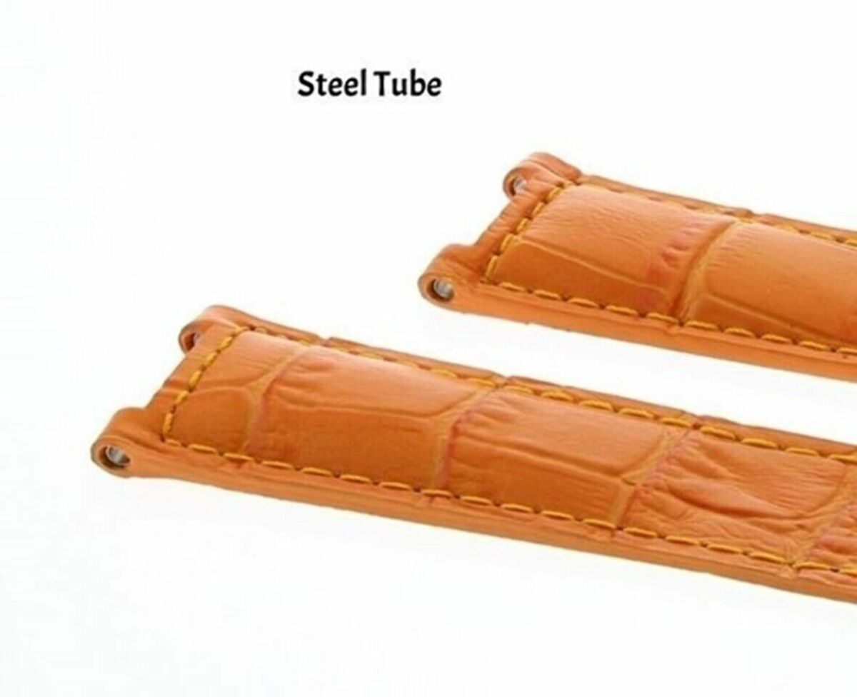 LEATHER STRAP BAND DEPLOYMENT CLASP FOR CARTIER PASHA 2324 18MM WHITE BLACK