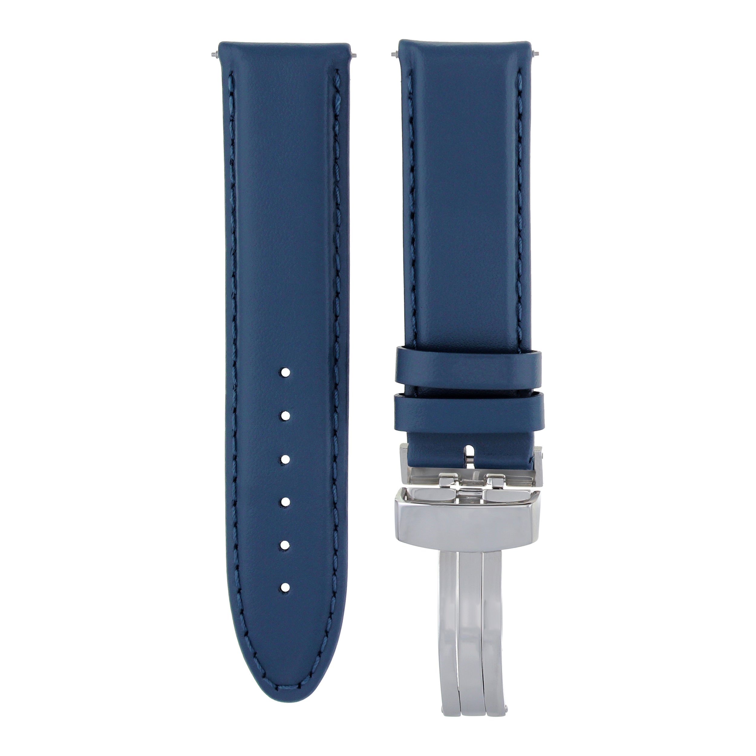 18-19-20-22-24MM GENUINE LEATHER WATCH STRAP SMOOTH BAND CLASP FOR CORUM BLUE