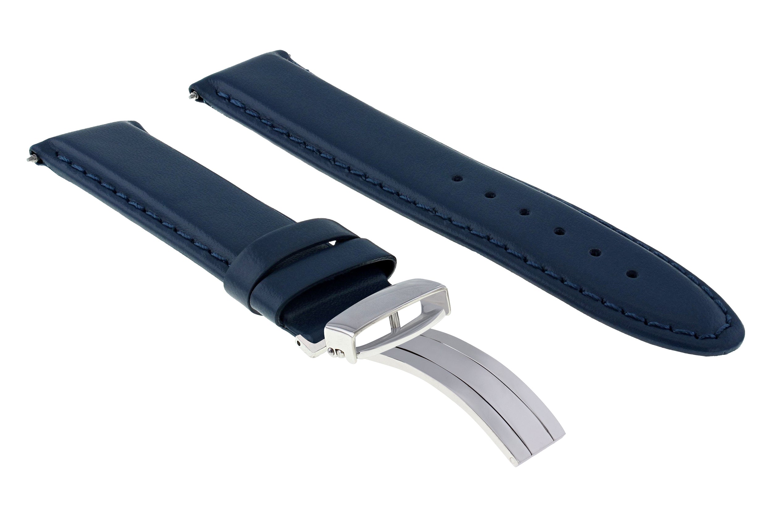 18-19-20-22-24MM GENUINE LEATHER WATCH STRAP SMOOTH BAND CLASP FOR CORUM BLUE