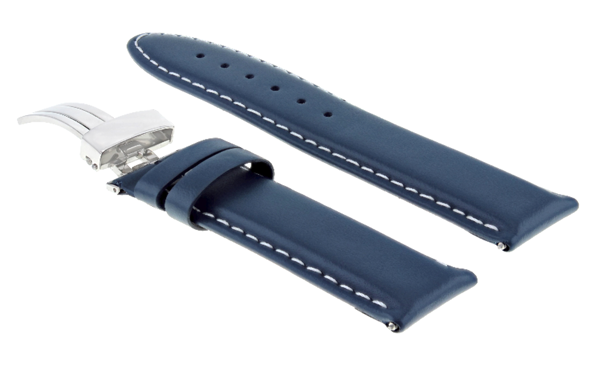 18-19-20-22-24MM GENUINE LEATHER WATCH STRAP SMOOTH BAND CLASP FOR CORUM BLUE