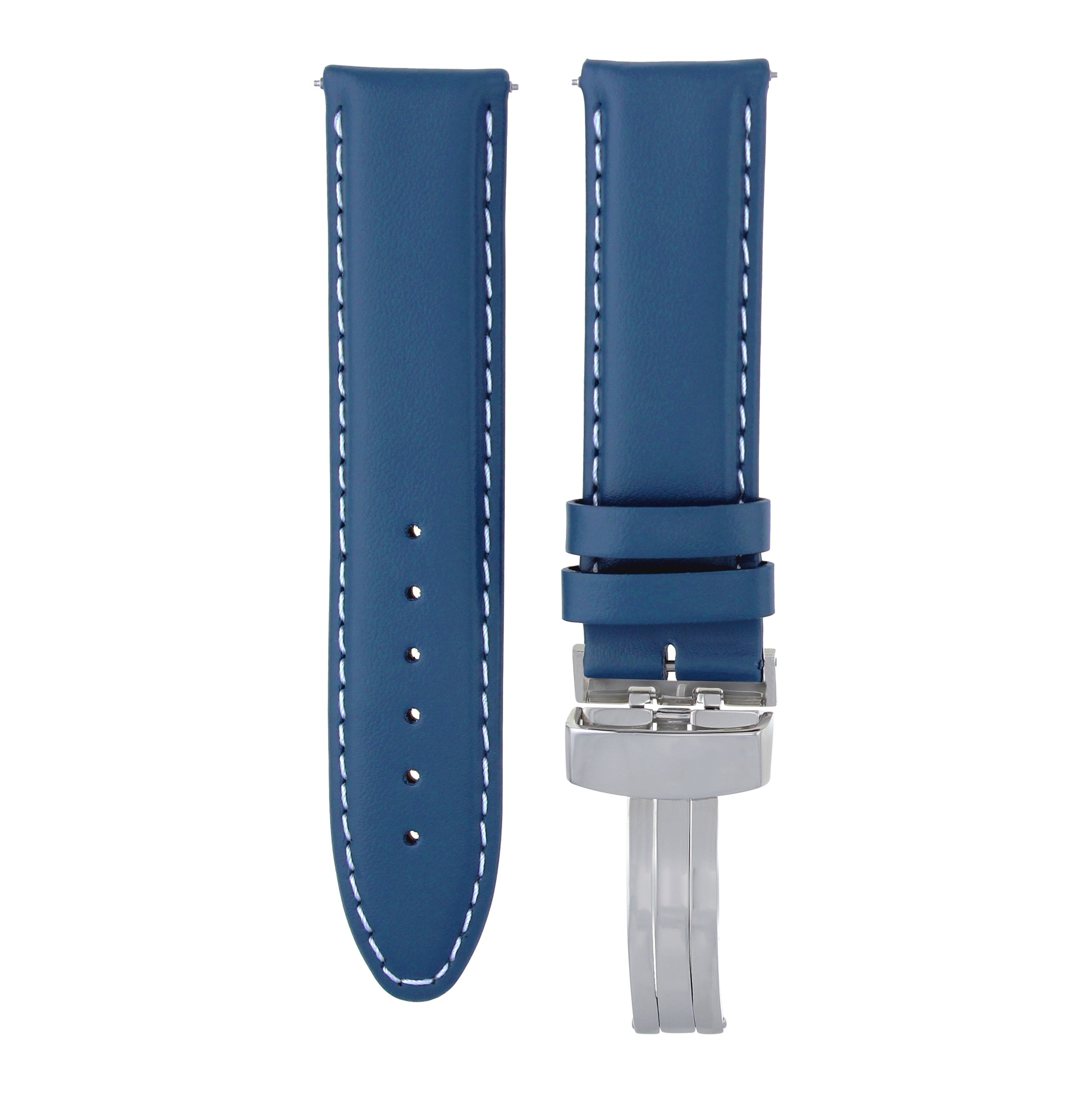 18-19-20-22-24MM GENUINE LEATHER WATCH STRAP SMOOTH BAND CLASP FOR CORUM BLUE