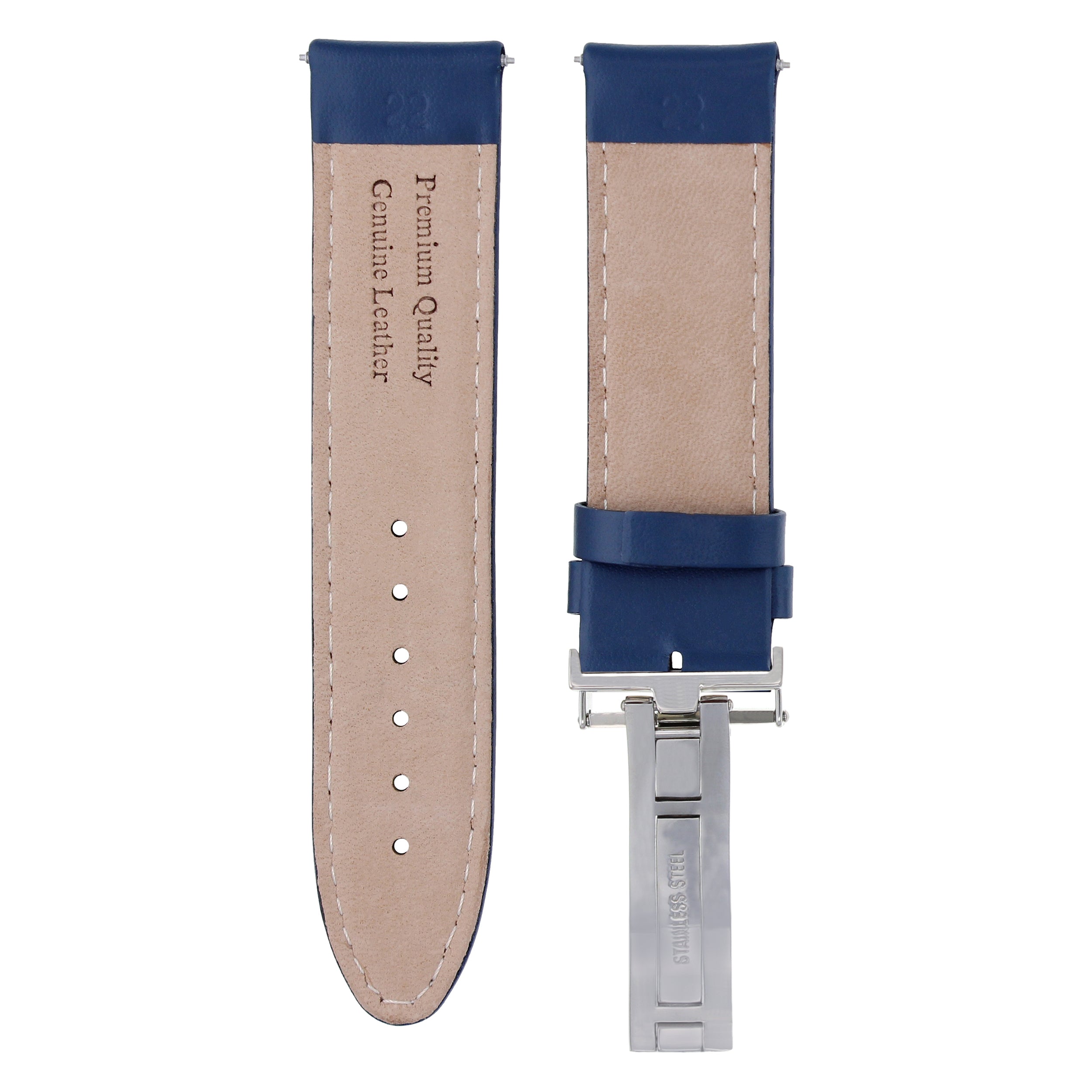 18-19-20-22-24MM GENUINE LEATHER WATCH STRAP SMOOTH BAND CLASP FOR CORUM BLUE