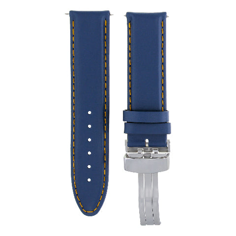 18-19-20-22-24MM GENUINE LEATHER WATCH STRAP SMOOTH BAND CLASP FOR CORUM BLUE