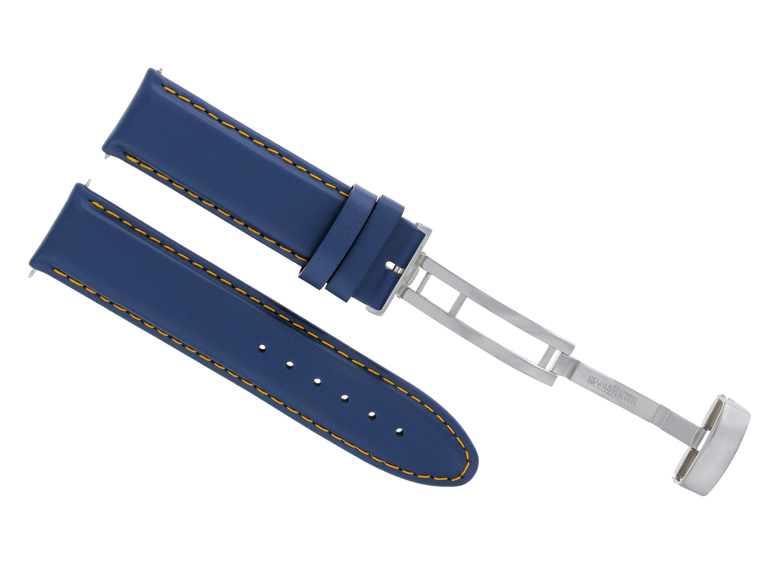 18-19-20-22-24MM GENUINE LEATHER WATCH STRAP SMOOTH BAND CLASP FOR CORUM BLUE