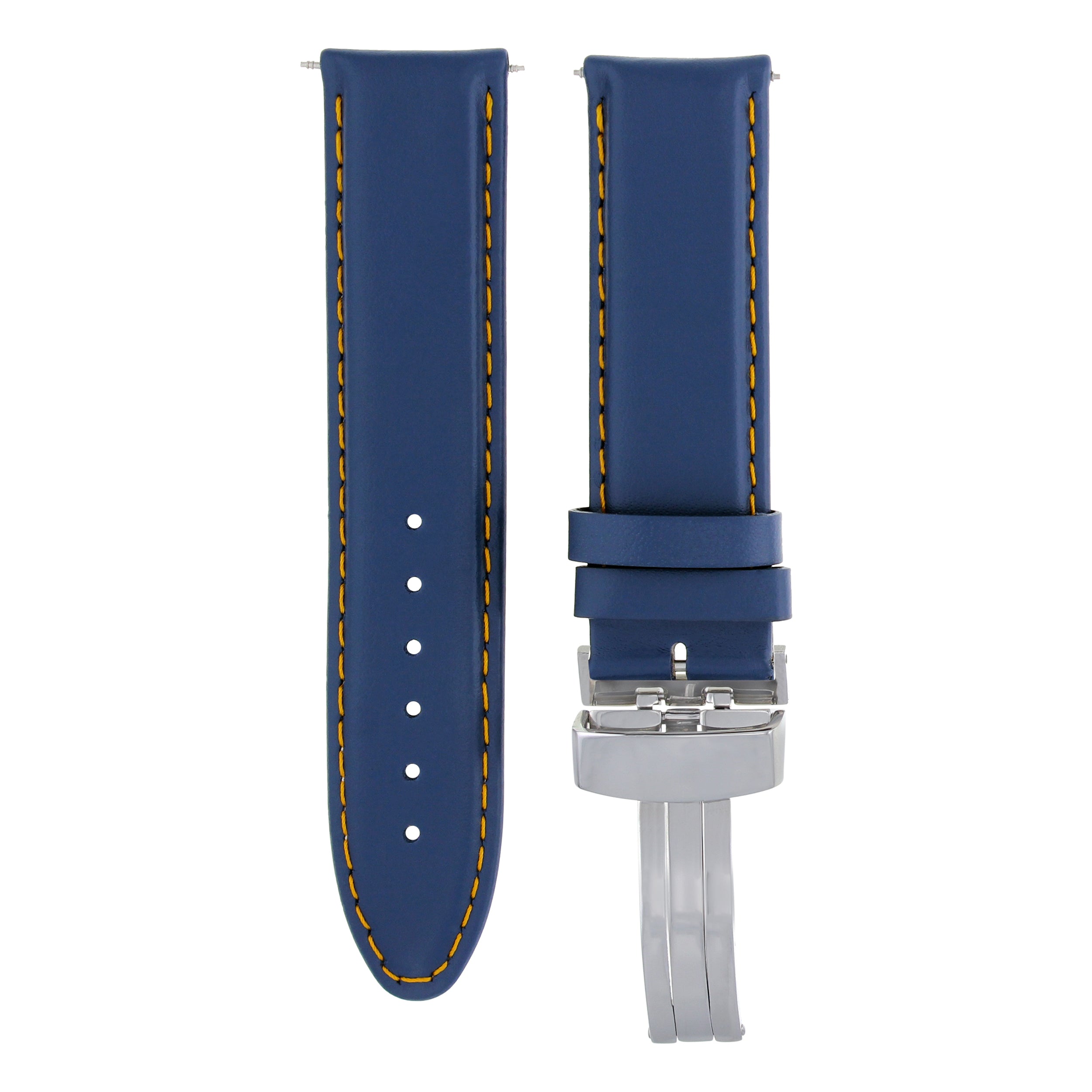 18-19-20-22-24MM GENUINE LEATHER WATCH STRAP SMOOTH BAND CLASP FOR CORUM BLUE