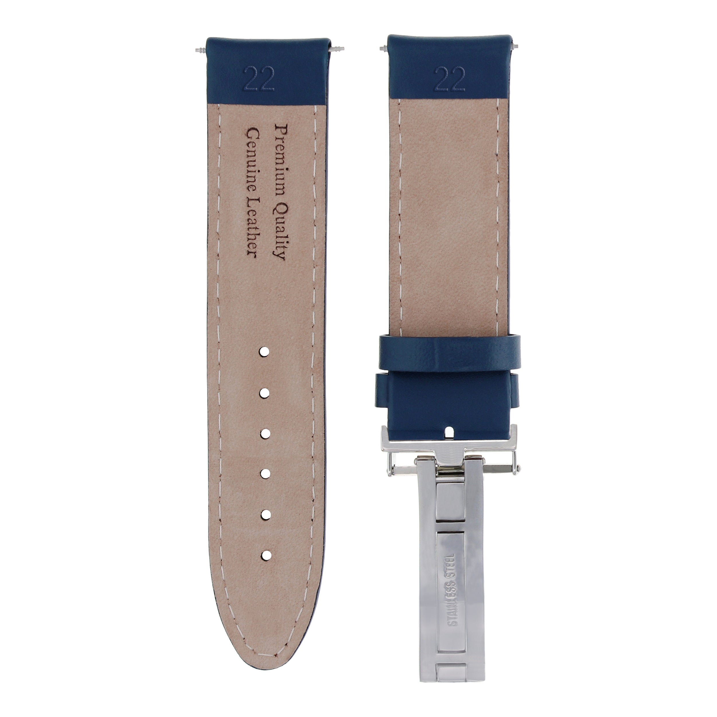 18-19-20-22-24MM GENUINE LEATHER WATCH STRAP SMOOTH BAND CLASP FOR CORUM BLUE