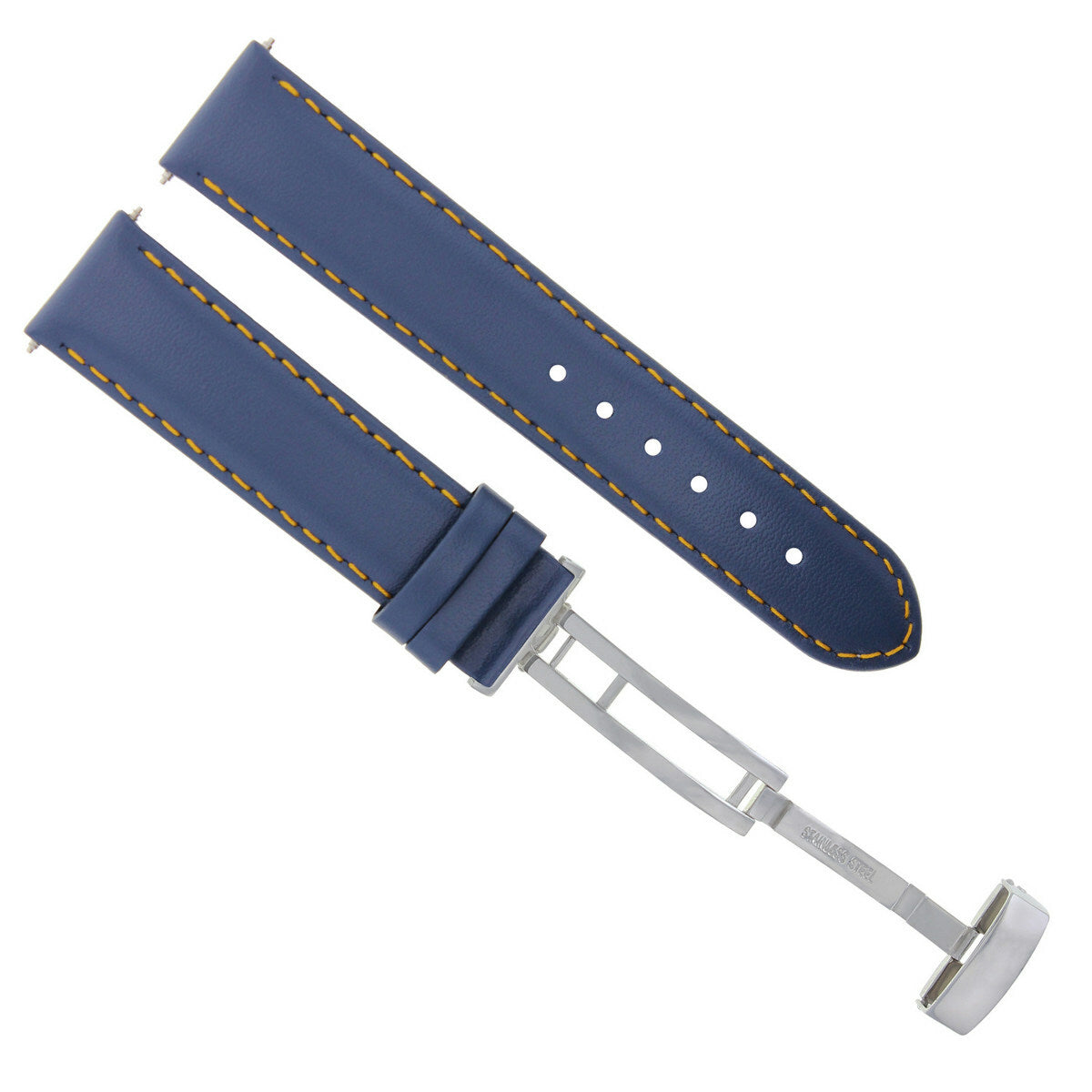 18-19-20-22-24MM GENUINE LEATHER WATCH STRAP SMOOTH BAND CLASP FOR CORUM BLUE