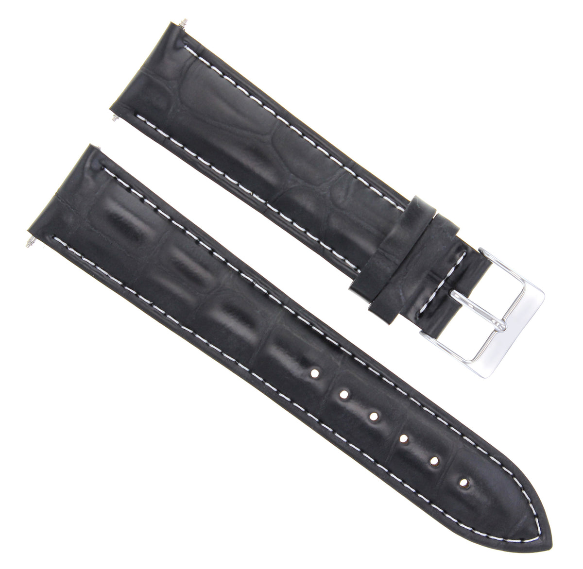 17MM-24MM GENUINE REPLACEMENT LEATHER WATCH BAND STRAP FOR EMPORINO ARMANI, Black with White Stitching, view 7
