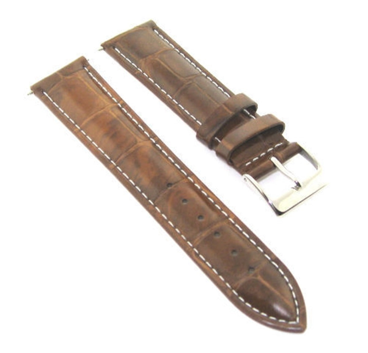 17MM-24MM GENUINE REPLACEMENT LEATHER WATCH BAND STRAP FOR EMPORINO ARMANI, Light Brown with White Stitching, view 7