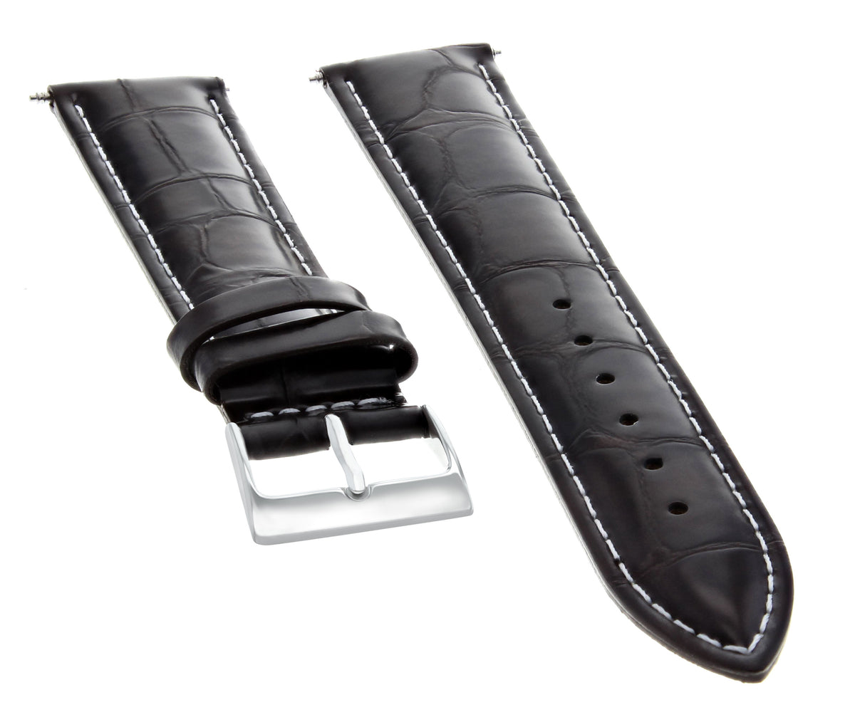17MM-24MM GENUINE REPLACEMENT LEATHER WATCH BAND STRAP FOR EMPORINO ARMANI, Dark Brown with White Stitching, view 4