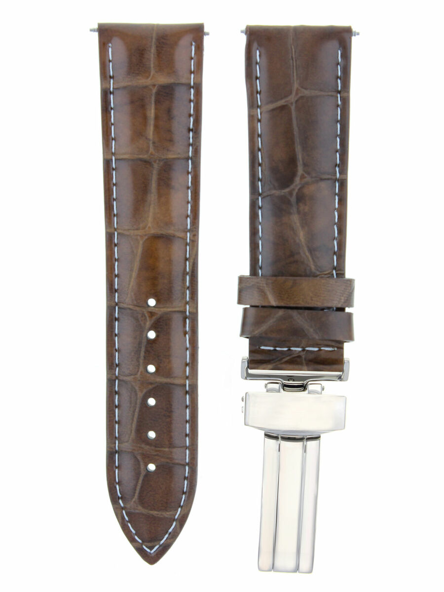 24MM LEATHER BAND STRAP FOR FRANCK MULLER WATCH DEPLOYMENT CLASP LIGHT BROWN WS