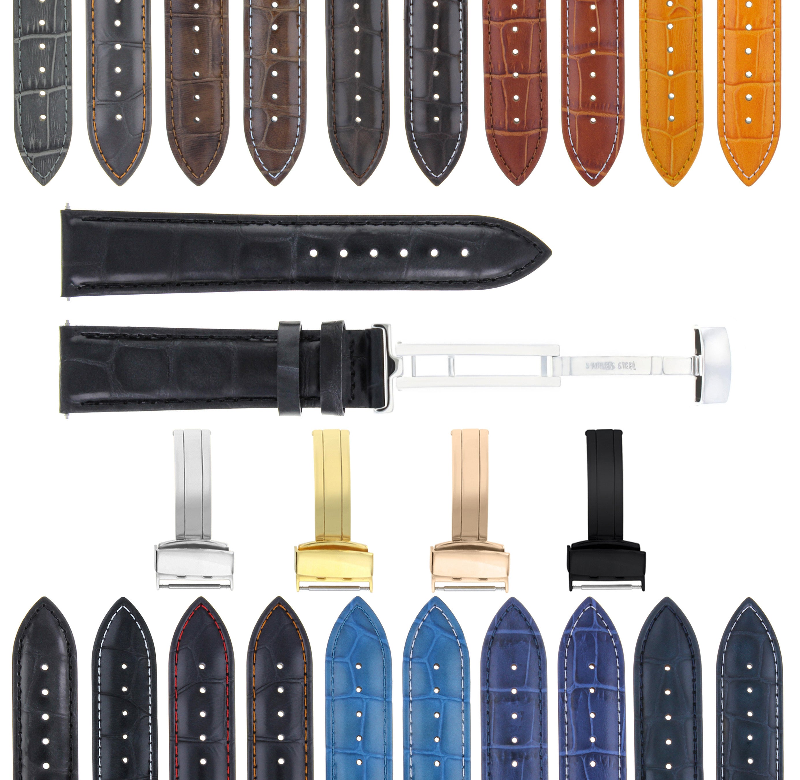 18-24MM LEATHER STRAP BAND FOR BAUME MERCIER CLASSIMA CLIFTON ET MERCIER GOLD